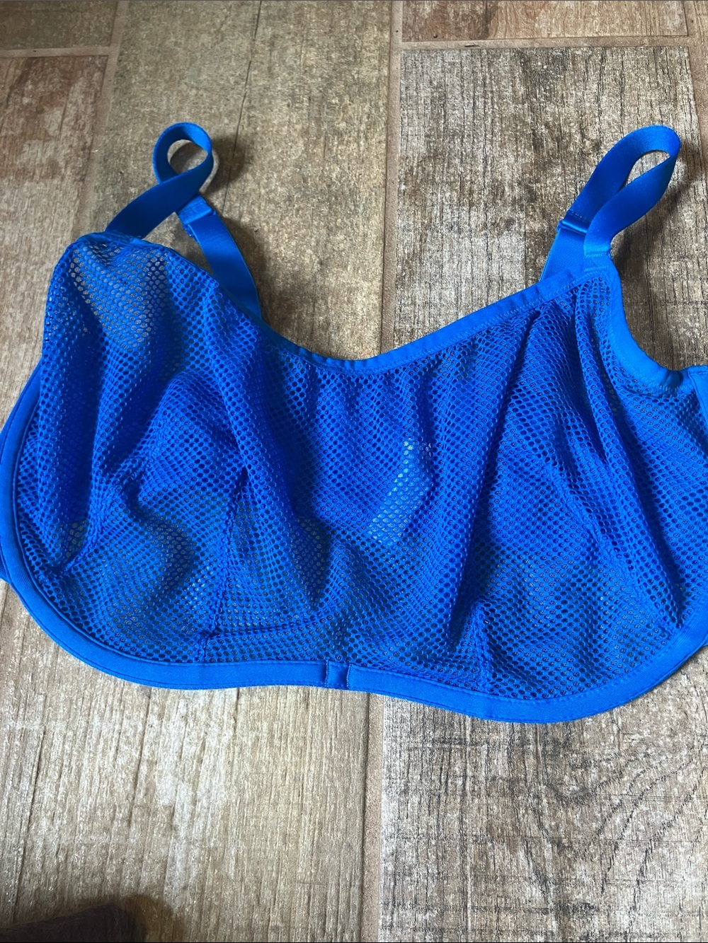 Cacique Electric Blue Mesh Unlined Bandeau Bra 42DDD